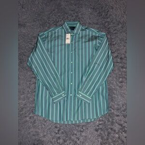Polo Ralph Lauren Mens Green Striped Westerton Long Sleeve Button Up Shirt Large